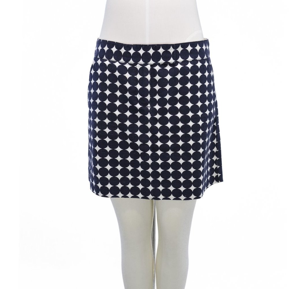 J. Crew Blue & White Polka Dot Mini Skirt (6)